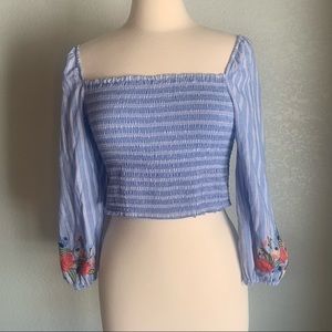 Xhilaration embroidered smocked crop